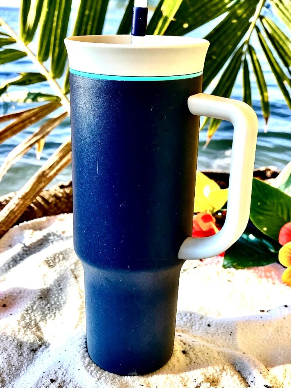 Owala Travel Tumbler Cup Stainless Steel STRAW OR SIP with Handle 40 oz Blue